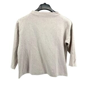 Banana Republic Brushed Mock Neck 3/4 Sleeve Top Cream Pre-Owned Womens Medium